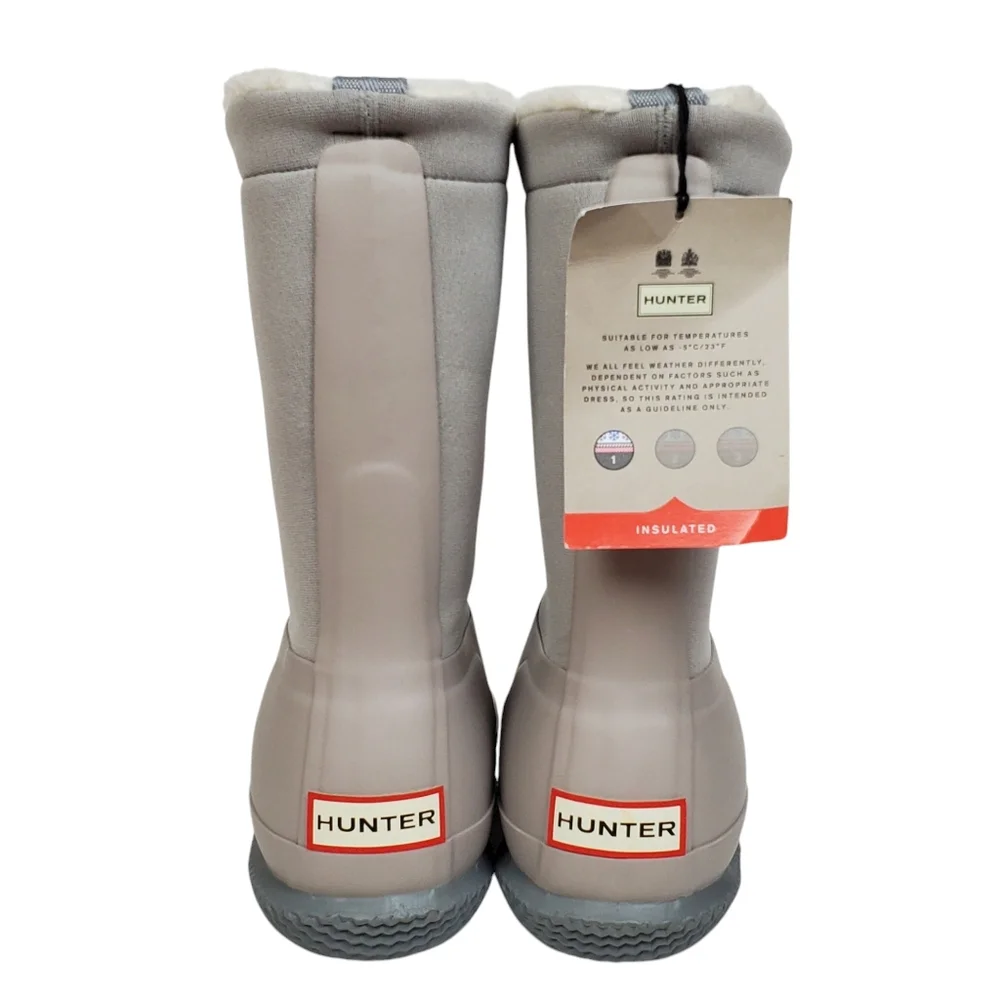 NWT Hunter original insulated roll top sherpa rain boots gray winter outdoor